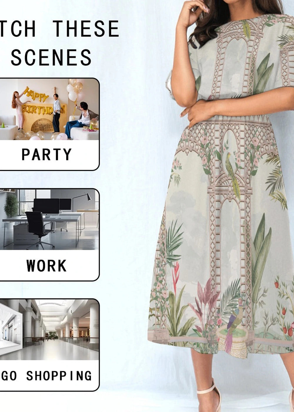 Polyester blend elastic waist dress