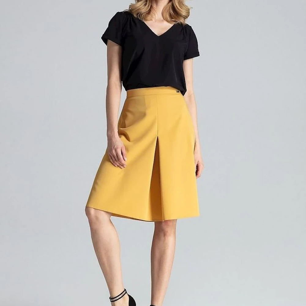 A-Line Midi Skirt with Pleated Details