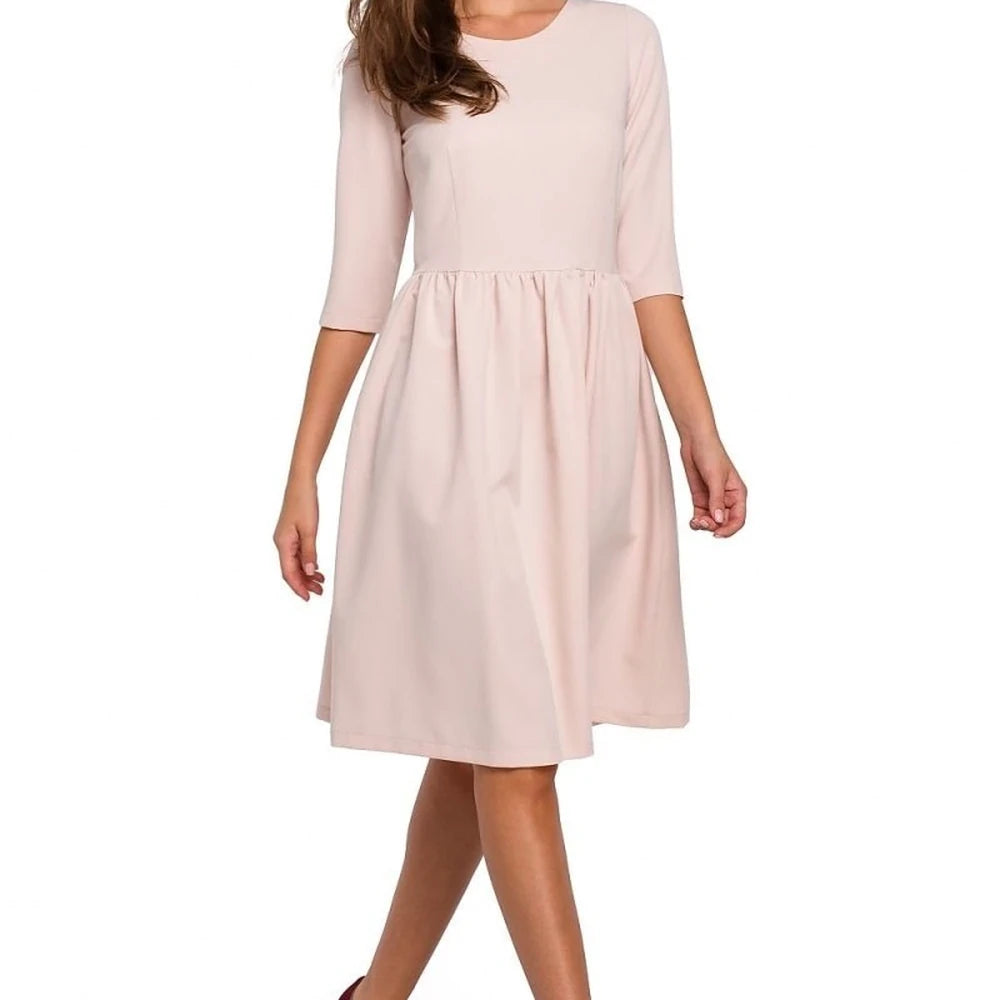 Flared Midi Dress with Zipper and Darts