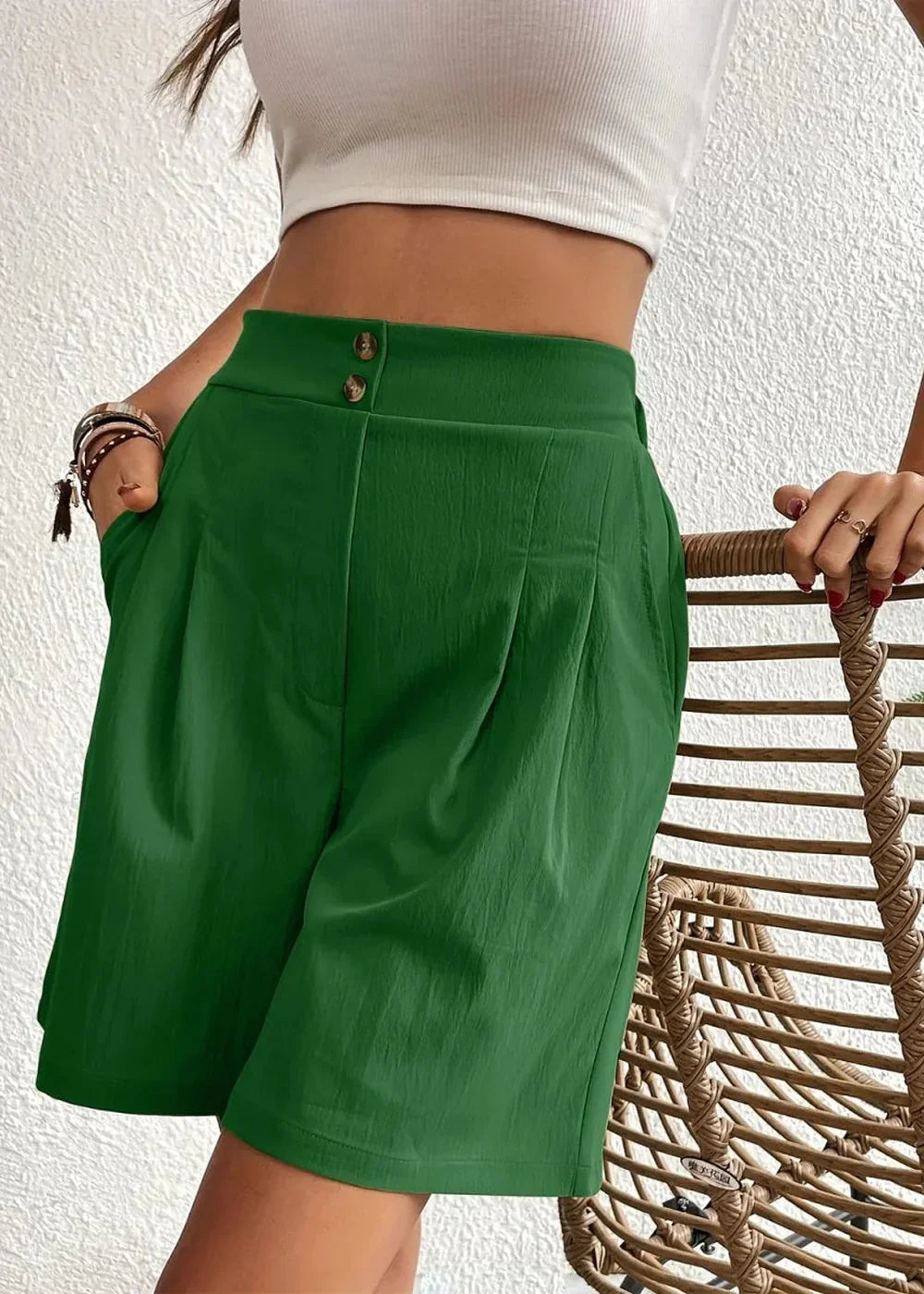 Pocketed Drawstring Waist Shorts