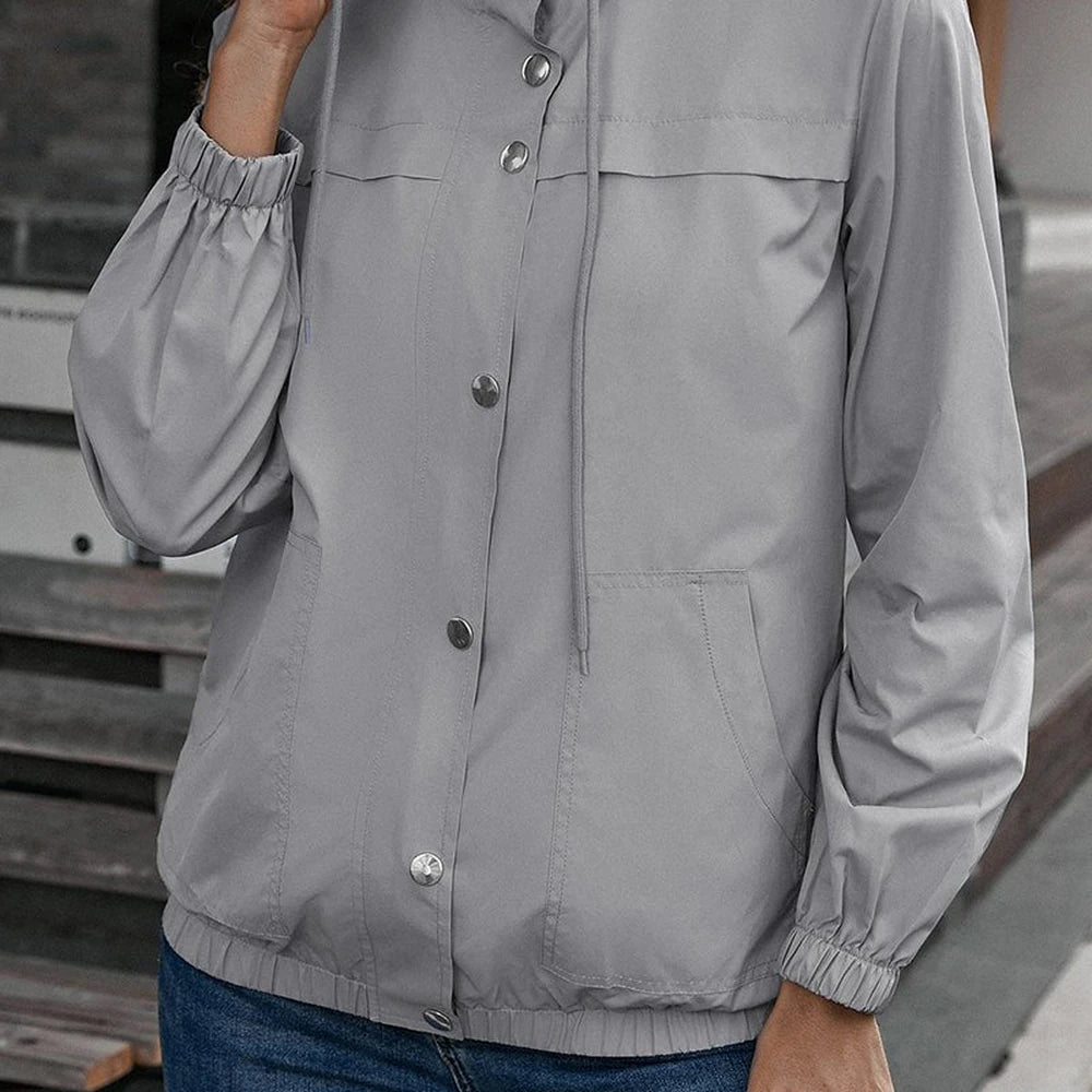 Hooded Sports Jacket with Button-Down