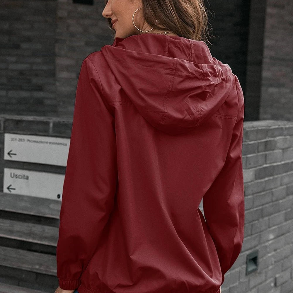 Hooded Sports Jacket with Button-Down