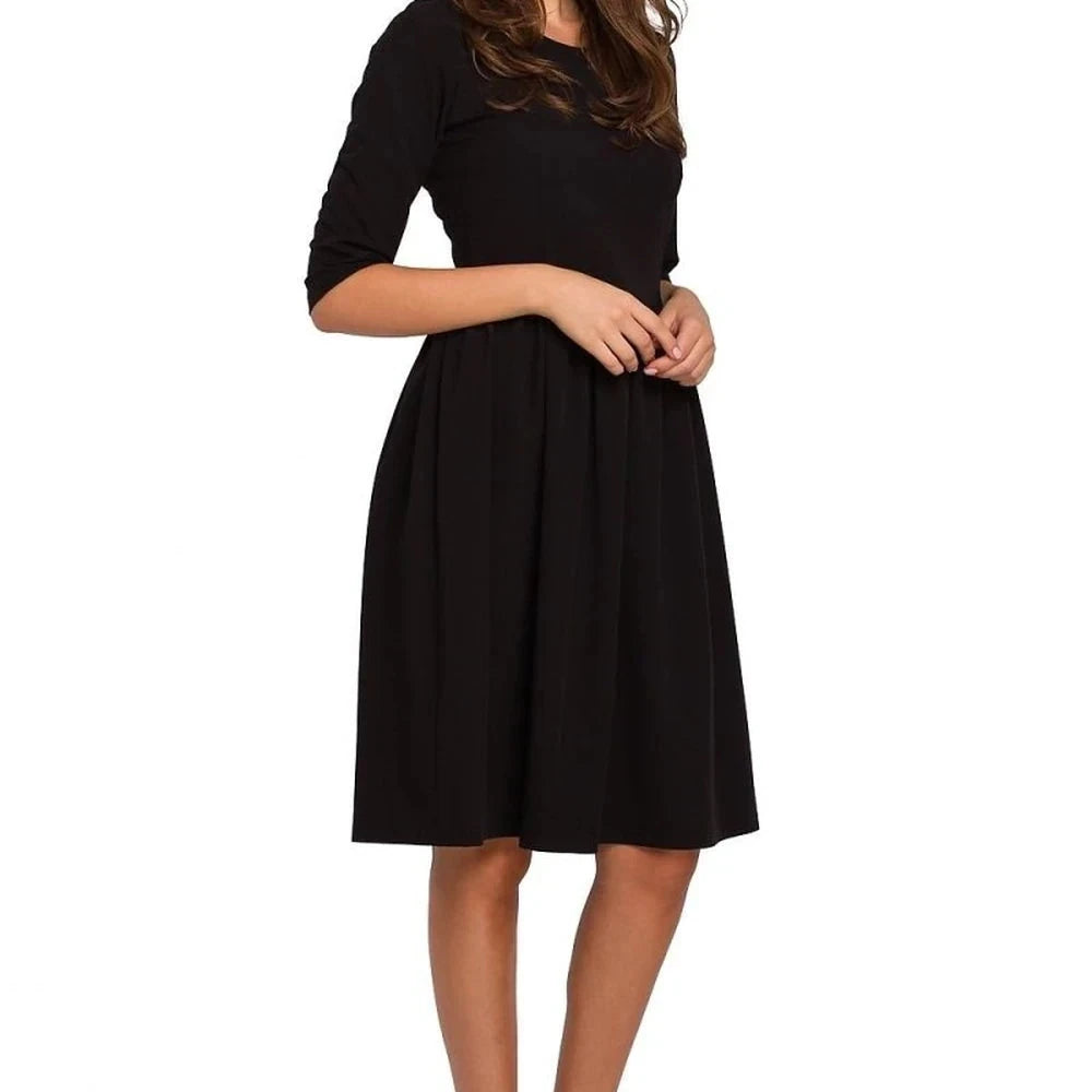Flared Midi Dress with Zipper and Darts