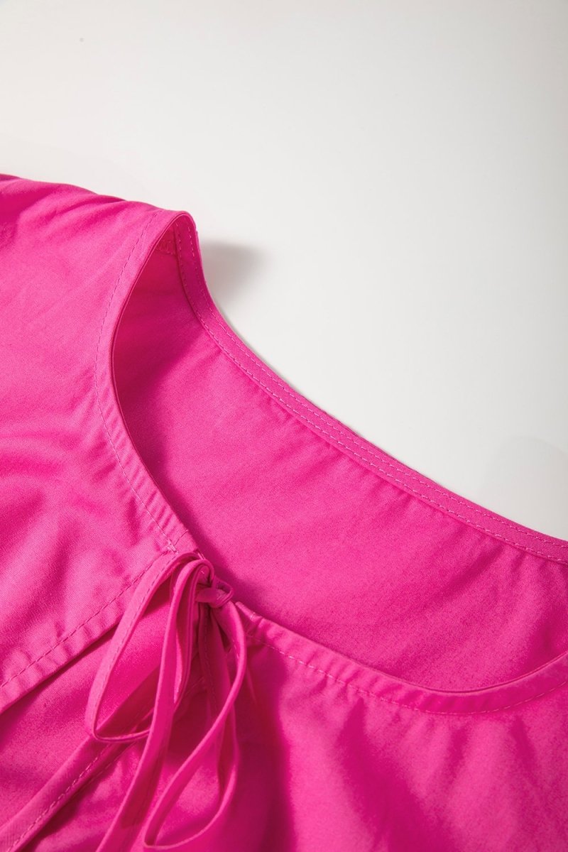 Puff Sleeve Tie Front High Waist Mini Dress - New Arrivals