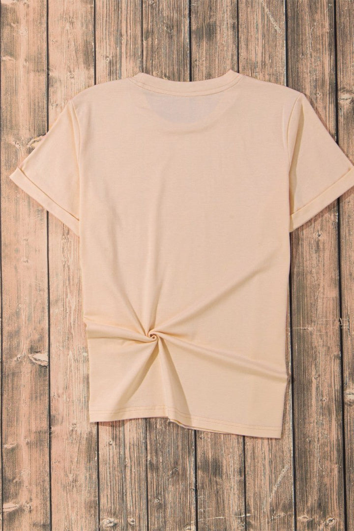Pumpkin Graphic Round Neck Short Sleeve T-Shirt - Top