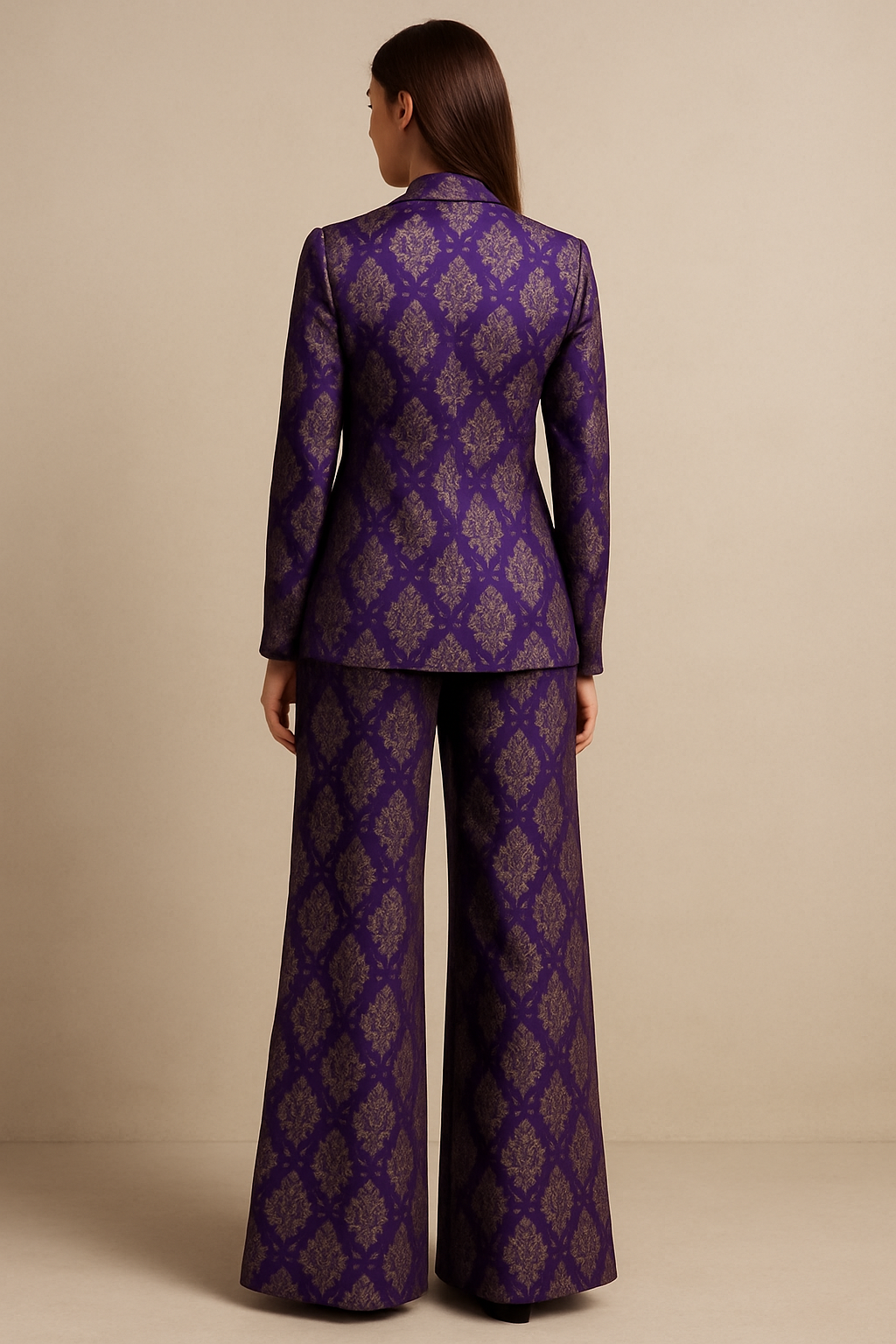 Custom Amethyst Brocade Palazzo Suit