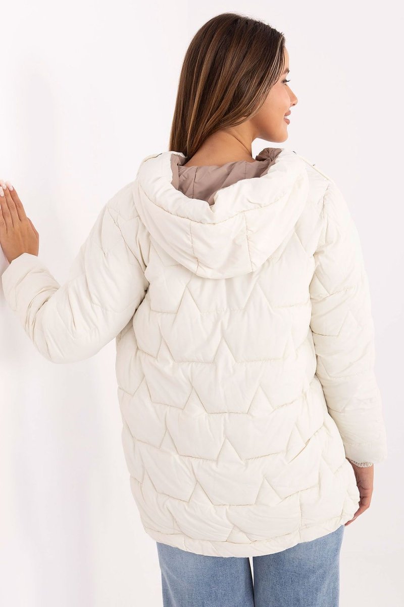 Quilted Detachable Hood Down Jacket - 
