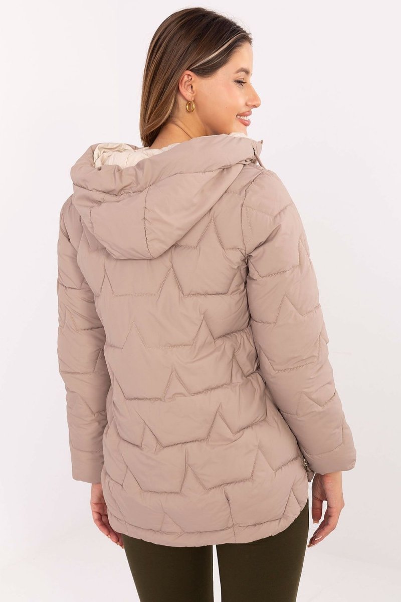Quilted Detachable Hood Down Jacket - 