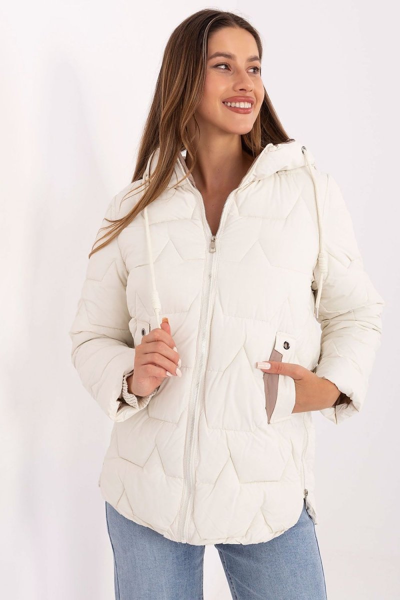 Quilted Detachable Hood Down Jacket - 