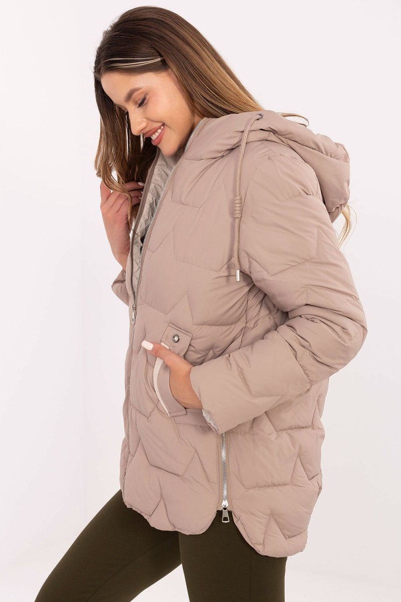 Quilted Detachable Hood Down Jacket - 