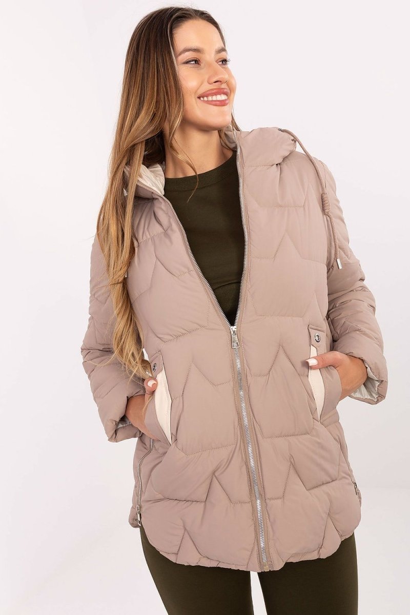 Quilted Detachable Hood Down Jacket - 