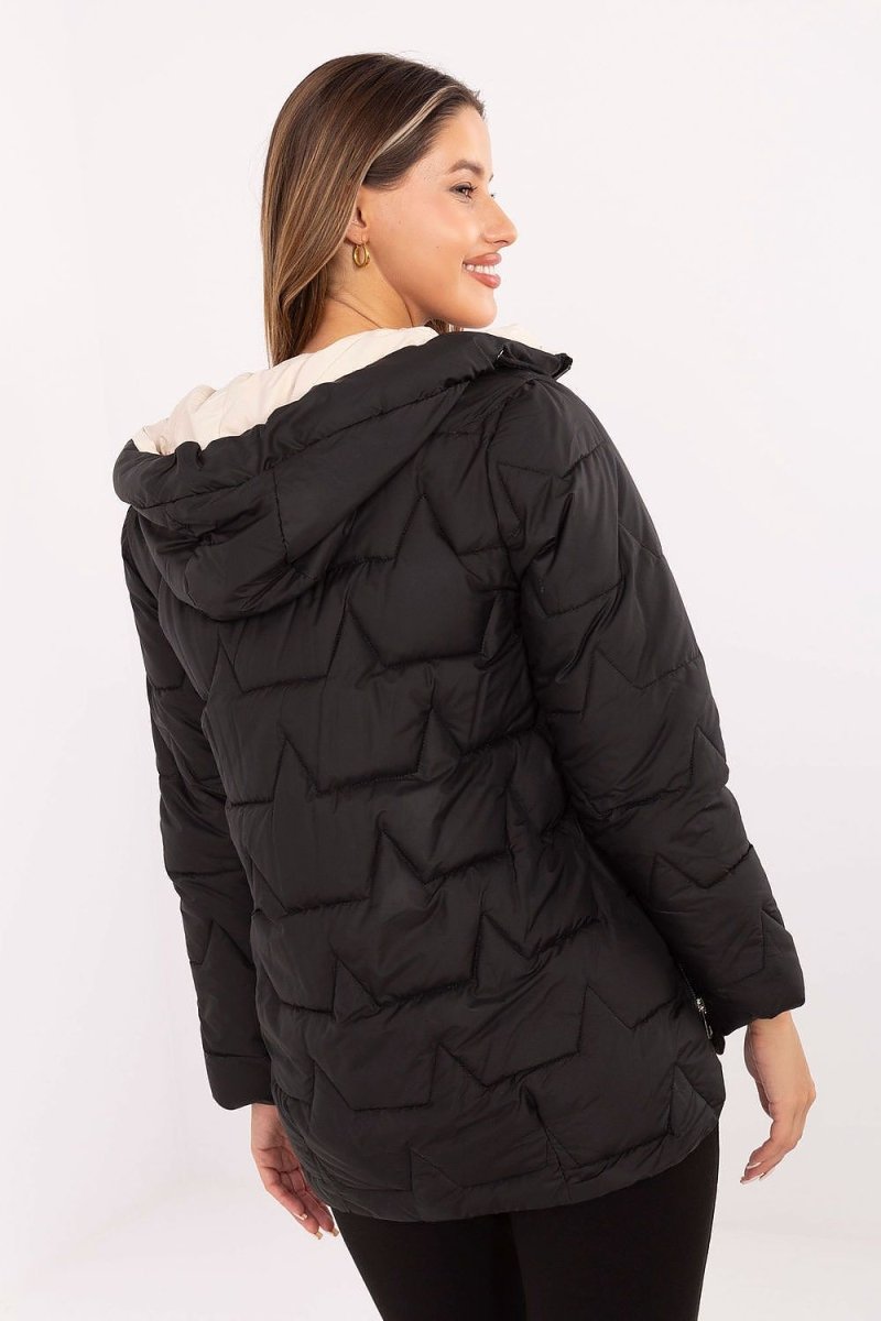 Quilted Detachable Hood Down Jacket - 