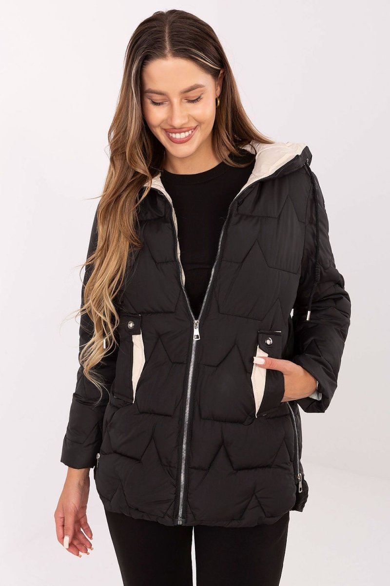 Quilted Detachable Hood Down Jacket - 