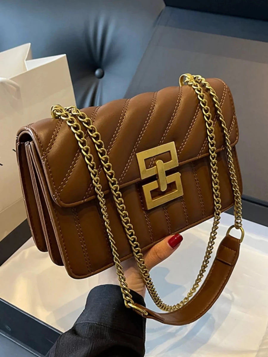 Quilted Flap Chain Shoulder Bag - 