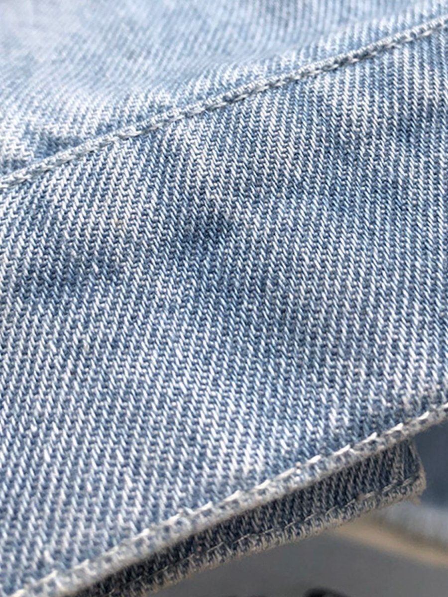 Raw Hem Collared Neck Long Sleeve Denim Jacket - Outerwear