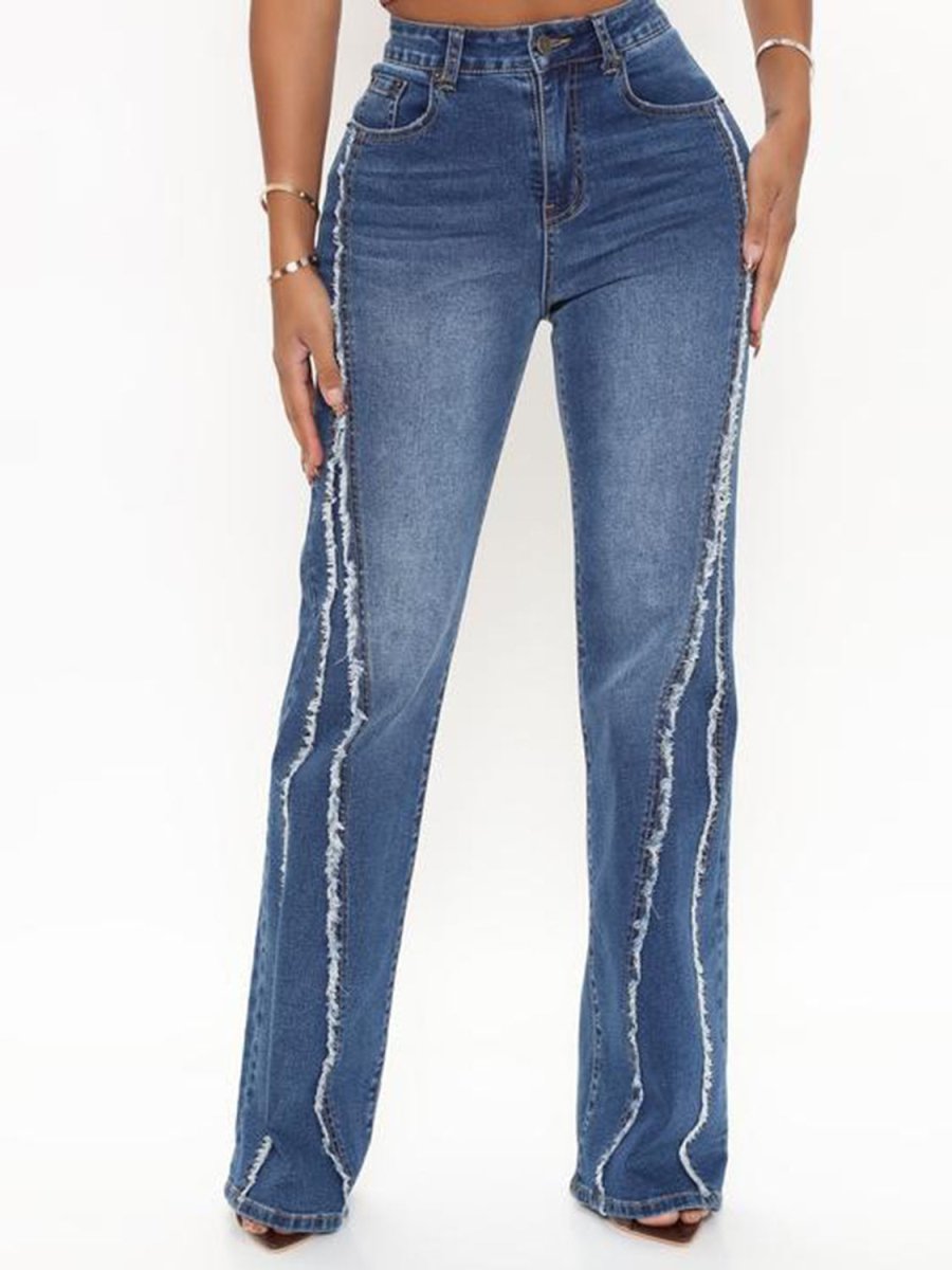 Raw Hem High Waist Jeans - Bottoms