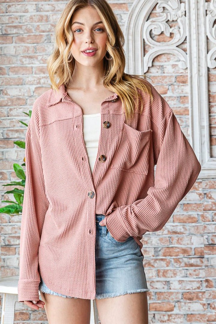 Reborn J Button Up Long Sleeve Shacket - Outerwear