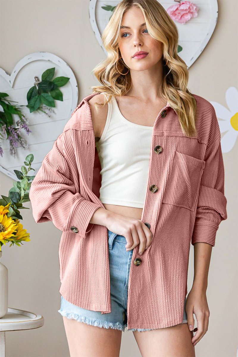 Reborn J Button Up Long Sleeve Shacket - Outerwear