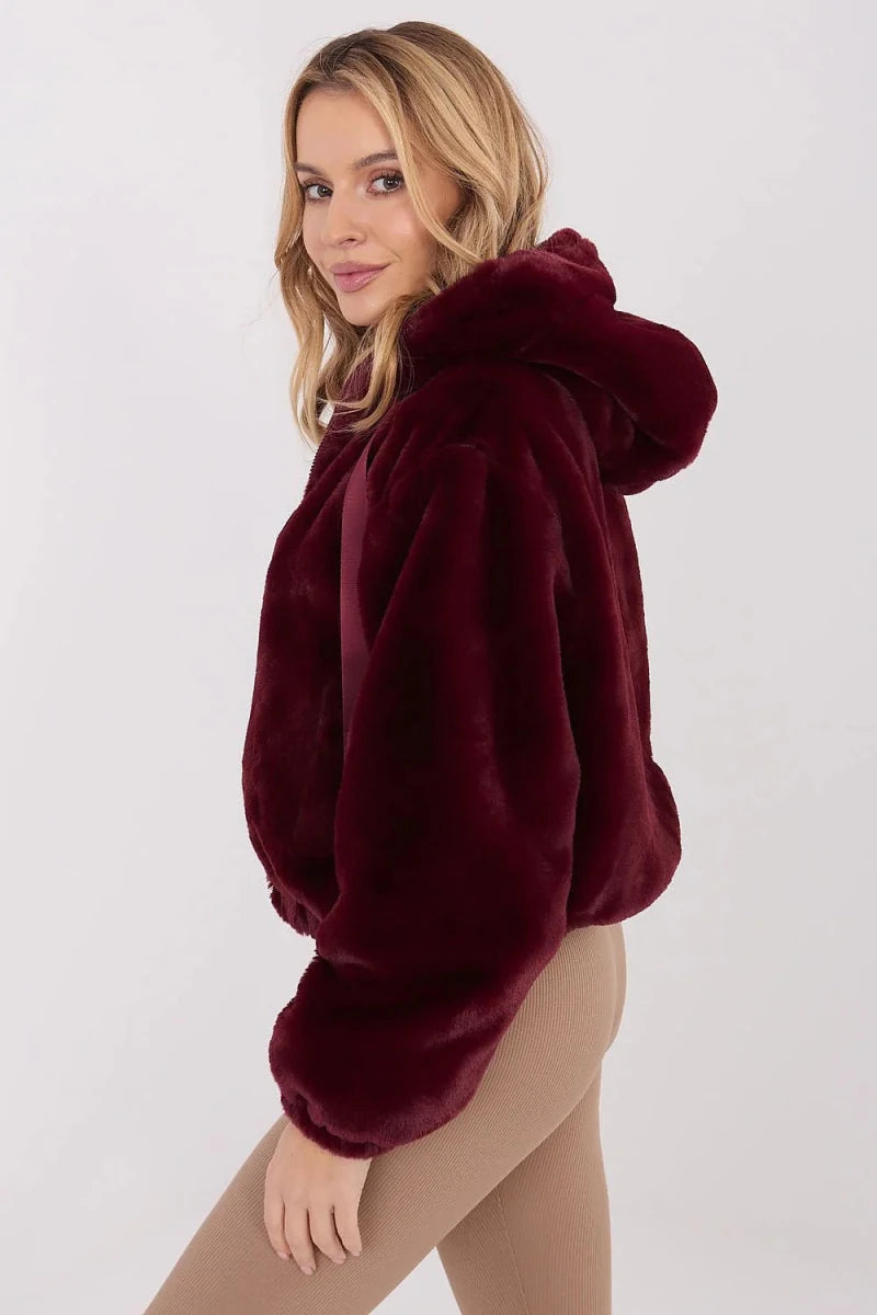Red Fur Transitional Jacket - 