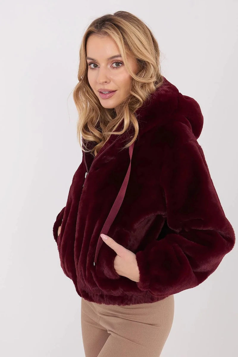 Red Fur Transitional Jacket - 