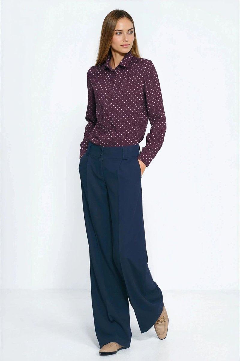 Red Silk Polka Dot Long Sleeve Shirt - 
