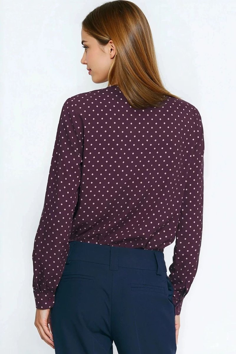 Red Silk Polka Dot Long Sleeve Shirt - 