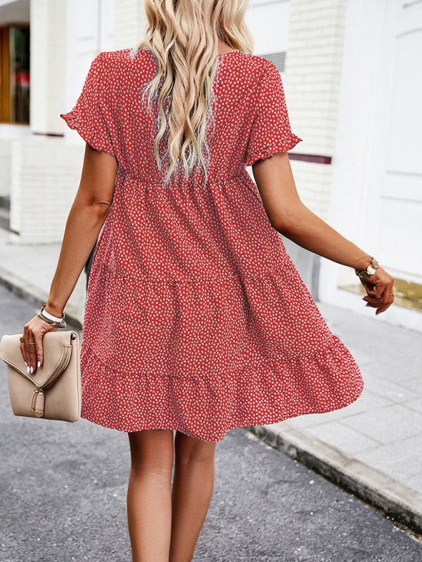 Relaxed Loose Resort Print Layered Dress - Casual Dress