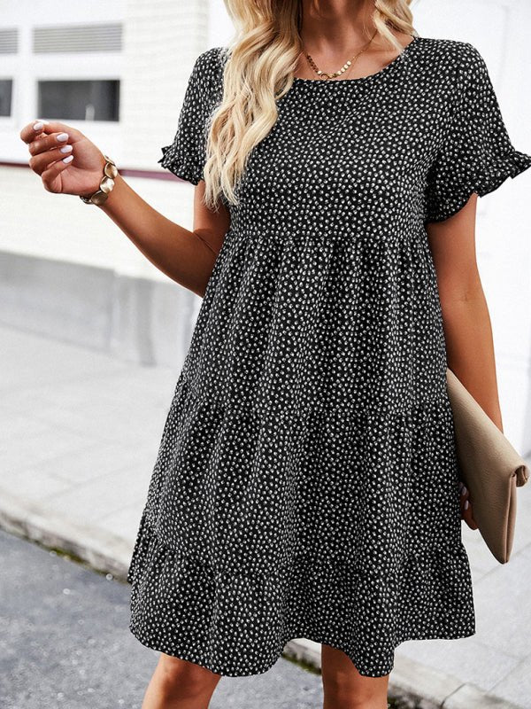 Relaxed Loose Resort Print Layered Dress - Casual Dress