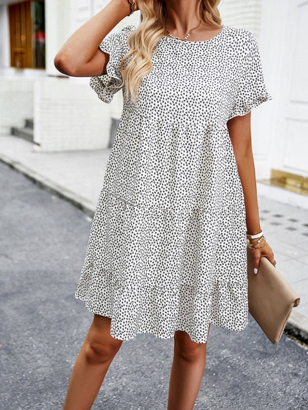 Relaxed Loose Resort Print Layered Dress - Casual Dress