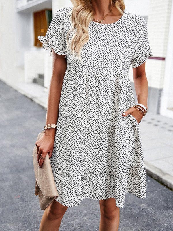 Relaxed Loose Resort Print Layered Dress - Casual Dress