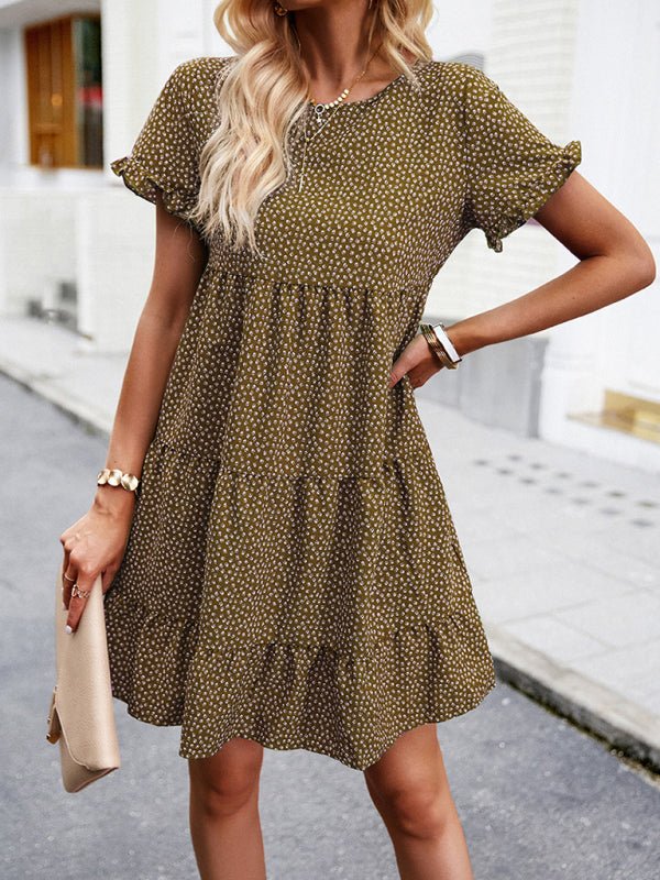 Relaxed Loose Resort Print Layered Dress - Casual Dress