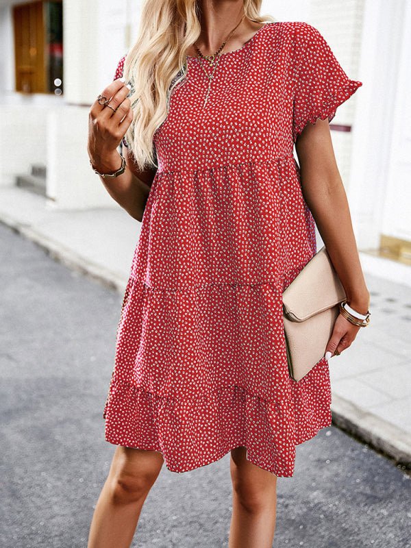 Relaxed Loose Resort Print Layered Dress - Casual Dress