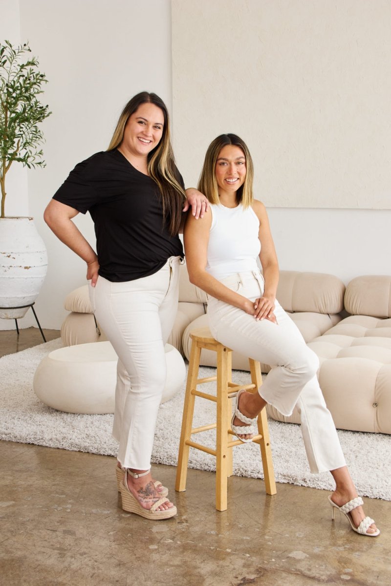 RFM Mini Mia Full Size Tummy Control High Waist Raw Hem Jeans - Bottoms