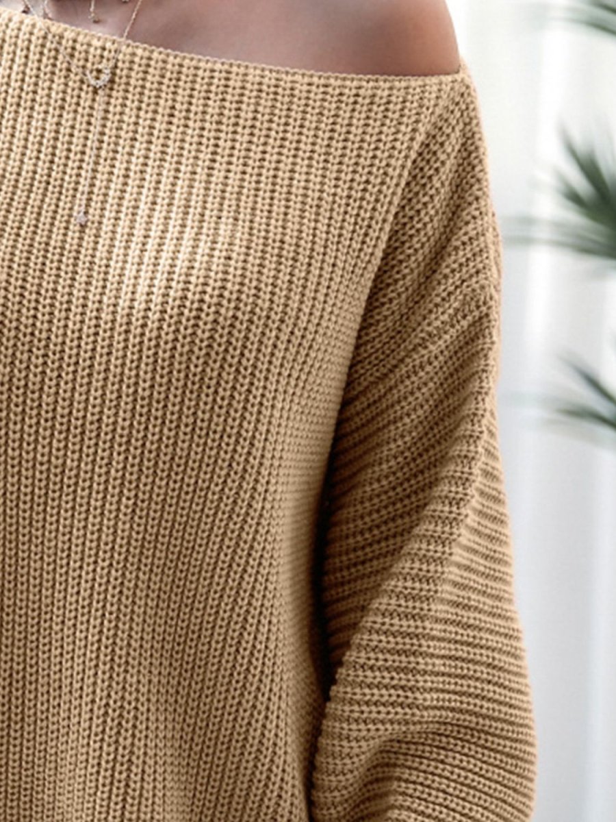 Rib - Knit Mini Sweater Dress - Sweater Dress