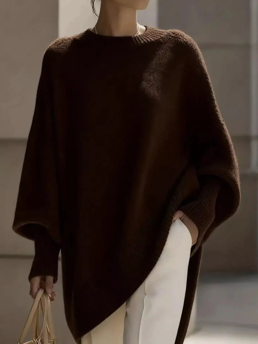 Ribbed Batwing Sleeve Sweater - 