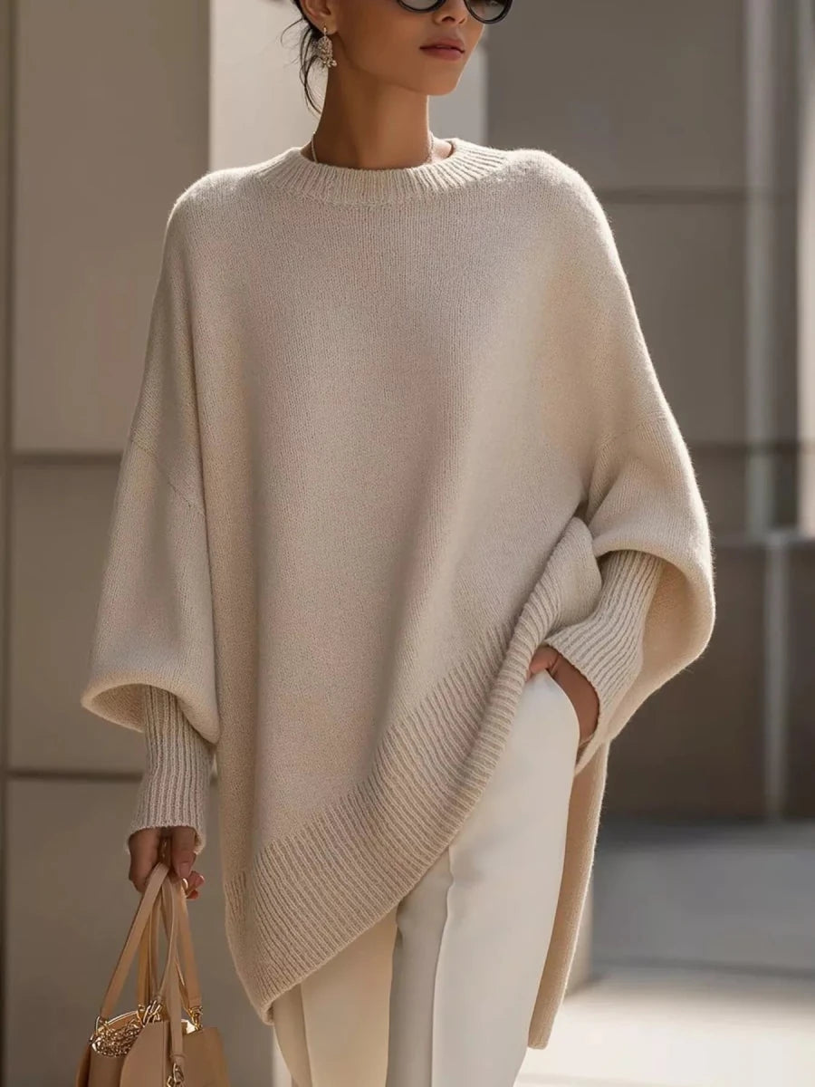 Ribbed Batwing Sleeve Sweater - 