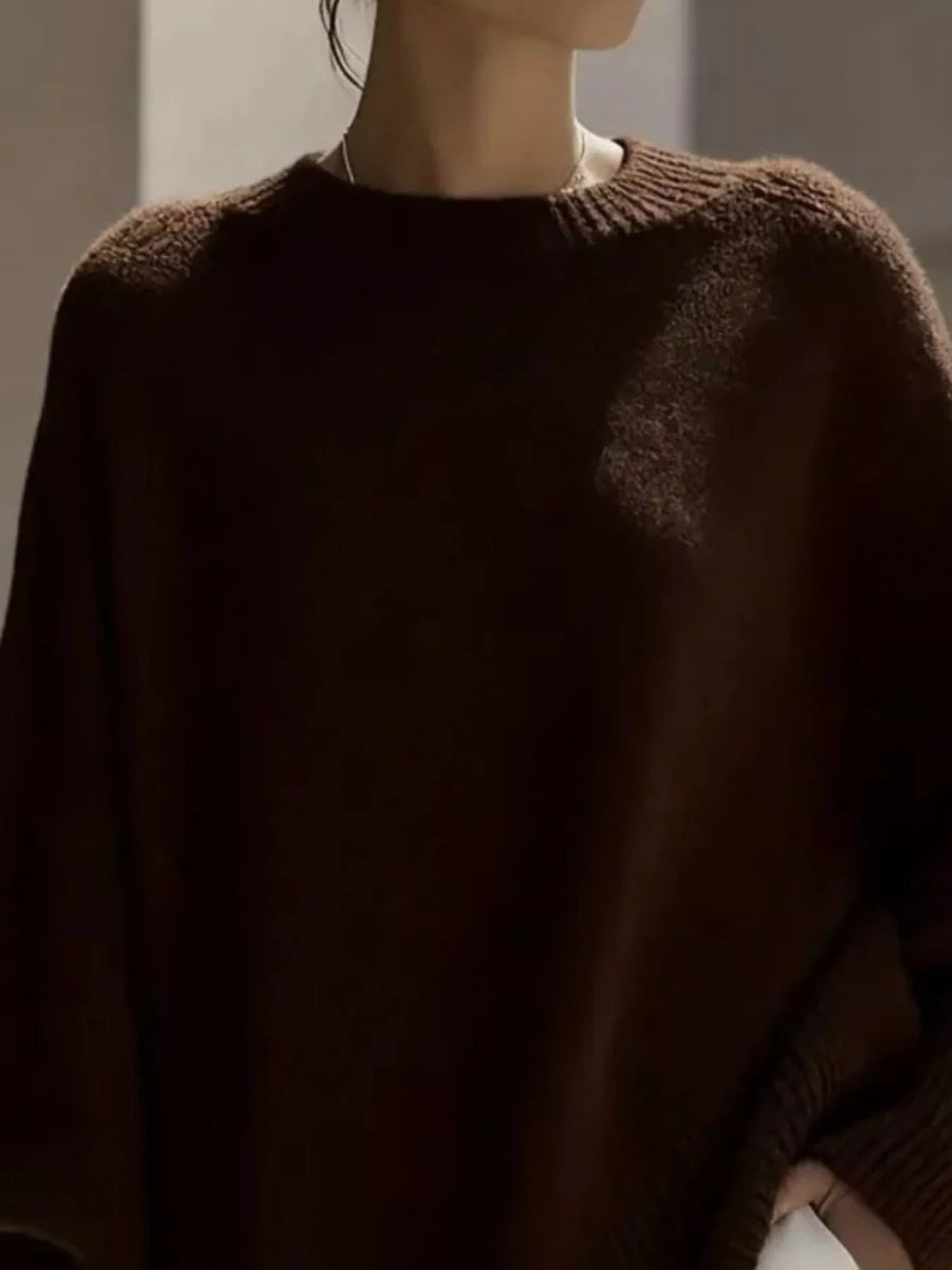 Ribbed Batwing Sleeve Sweater - 