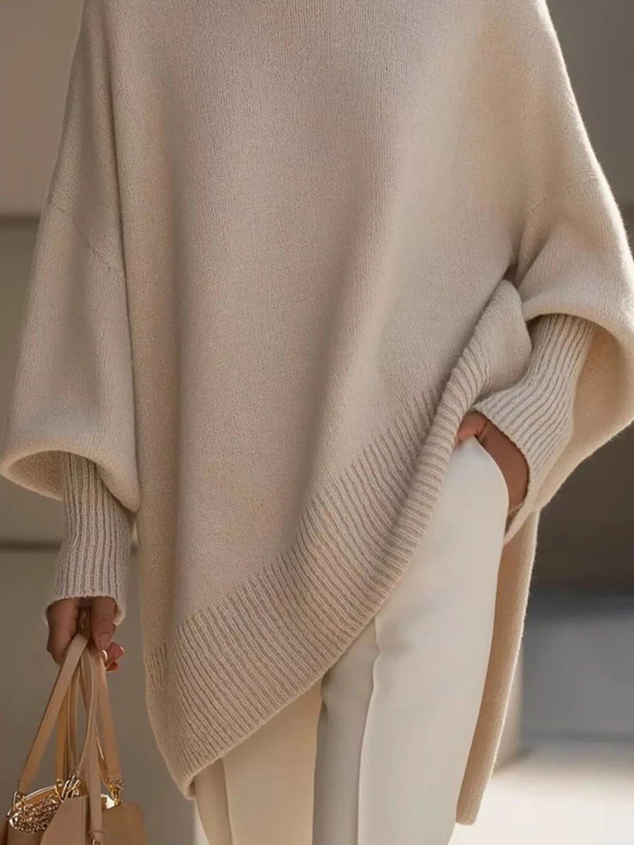 Ribbed Batwing Sleeve Sweater - 