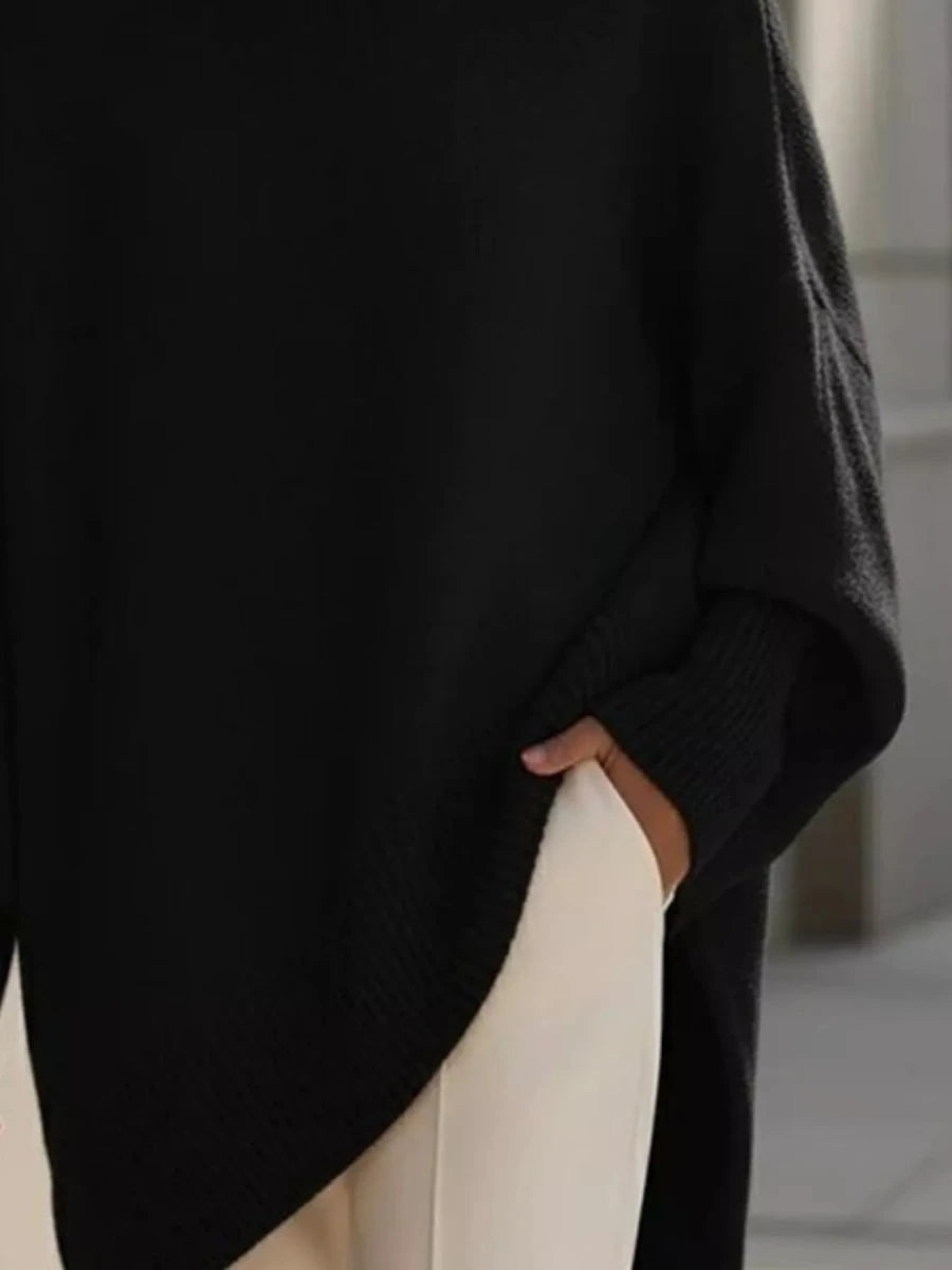 Ribbed Batwing Sleeve Sweater - 