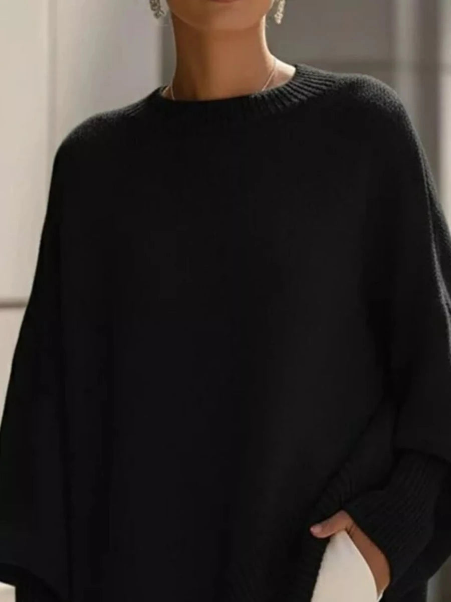 Ribbed Batwing Sleeve Sweater - 