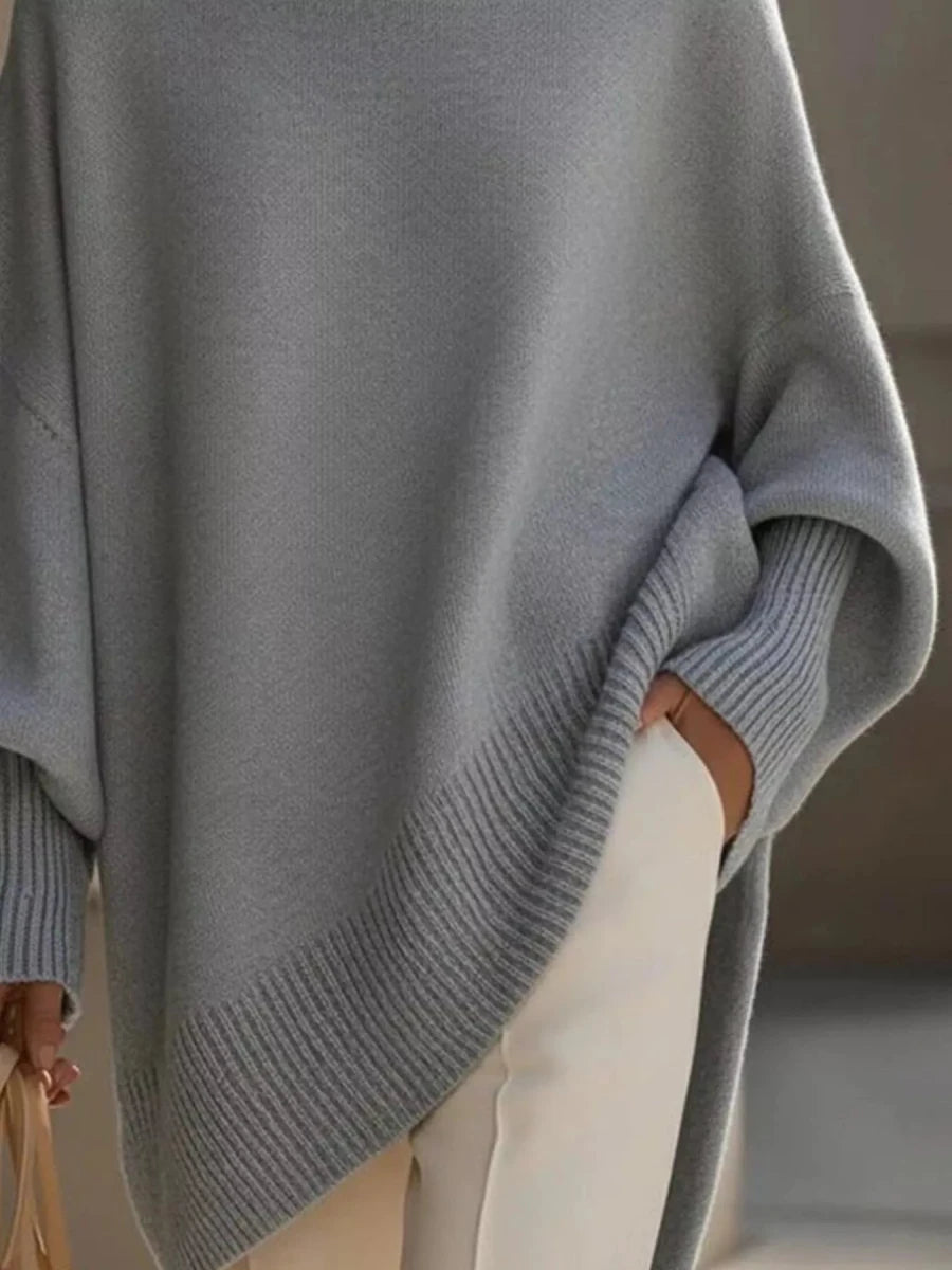 Ribbed Batwing Sleeve Sweater - 