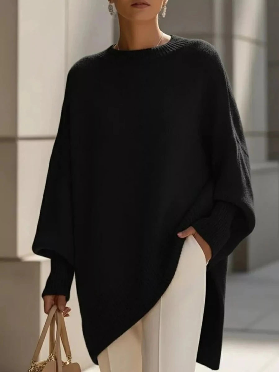 Ribbed Batwing Sleeve Sweater - 