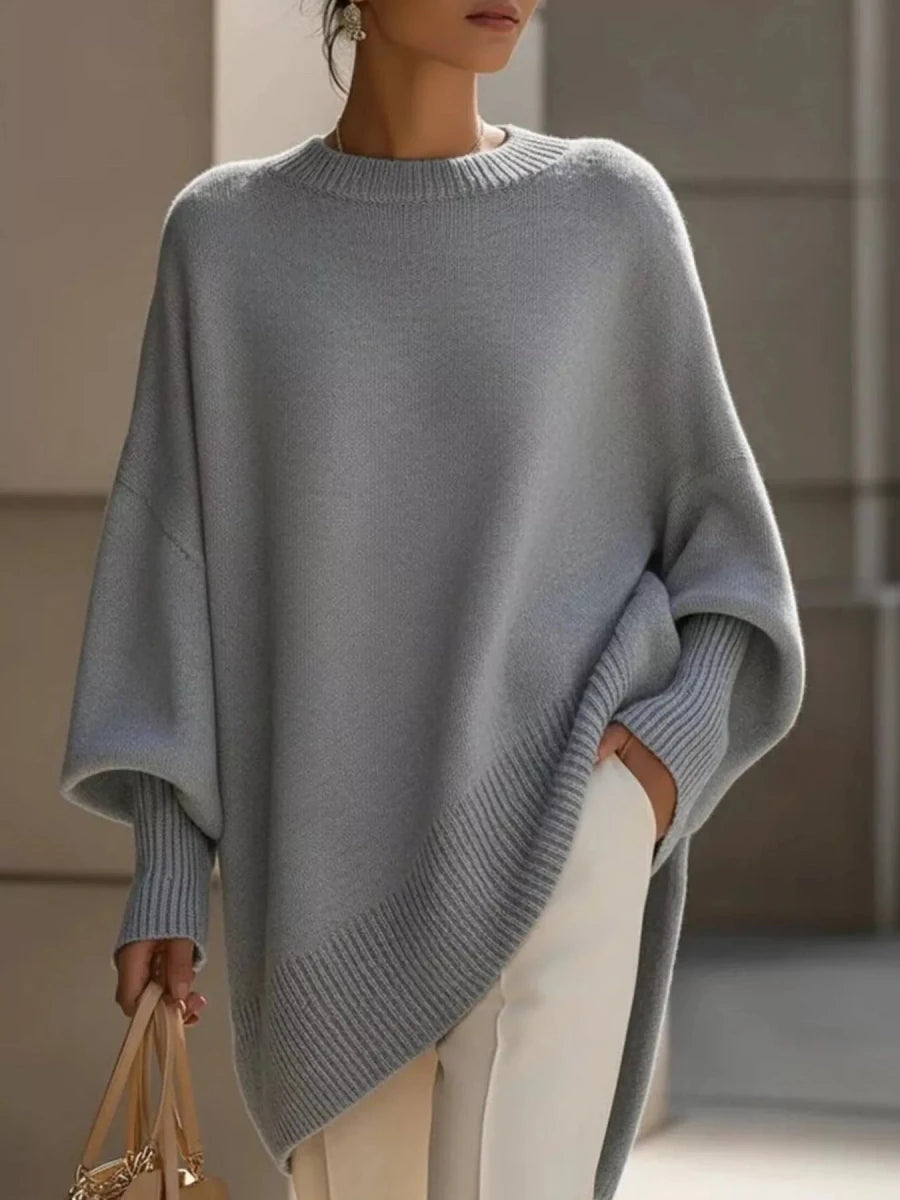 Ribbed Batwing Sleeve Sweater - 