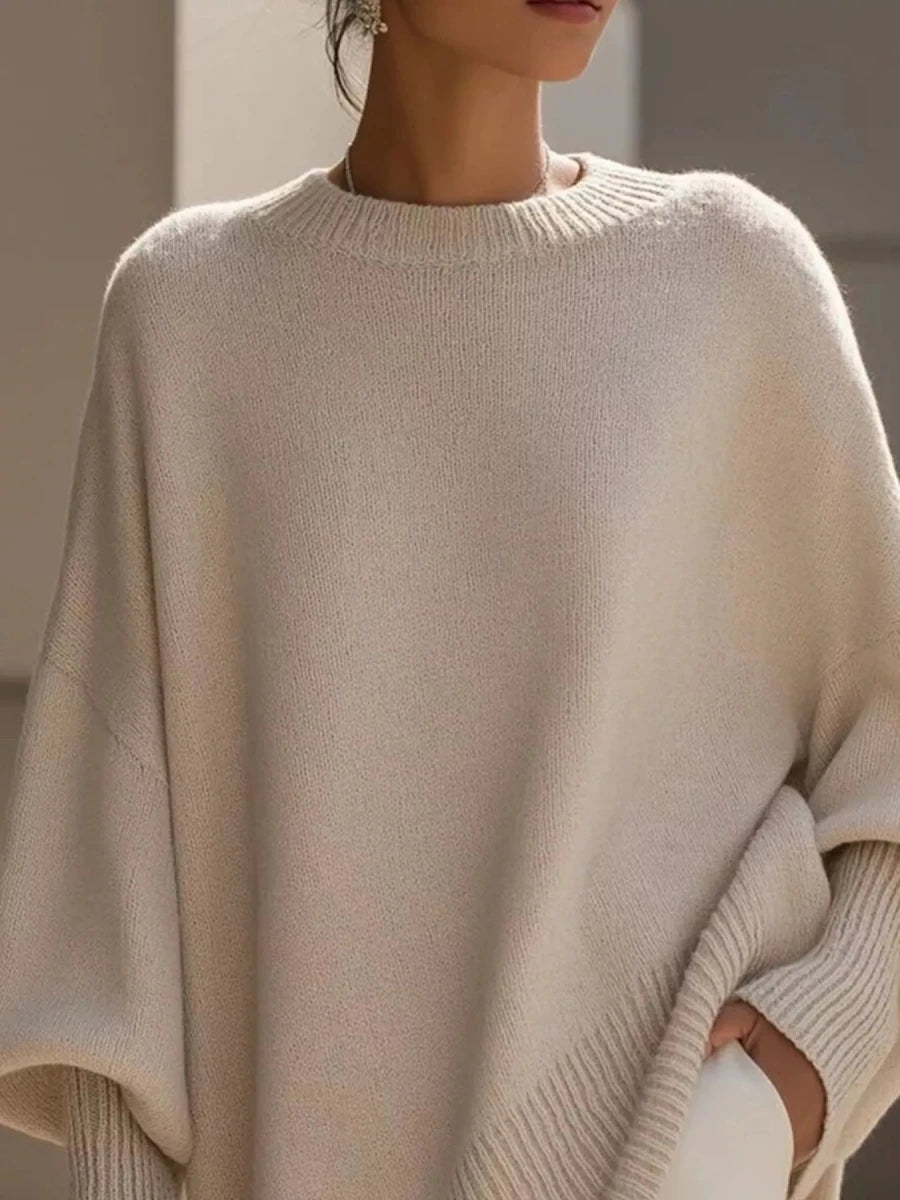 Ribbed Batwing Sleeve Sweater - 
