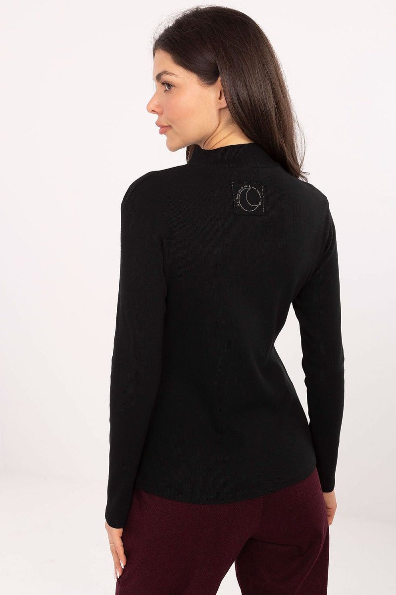 Ribbed Cotton Spandex Turtleneck Blouse - 