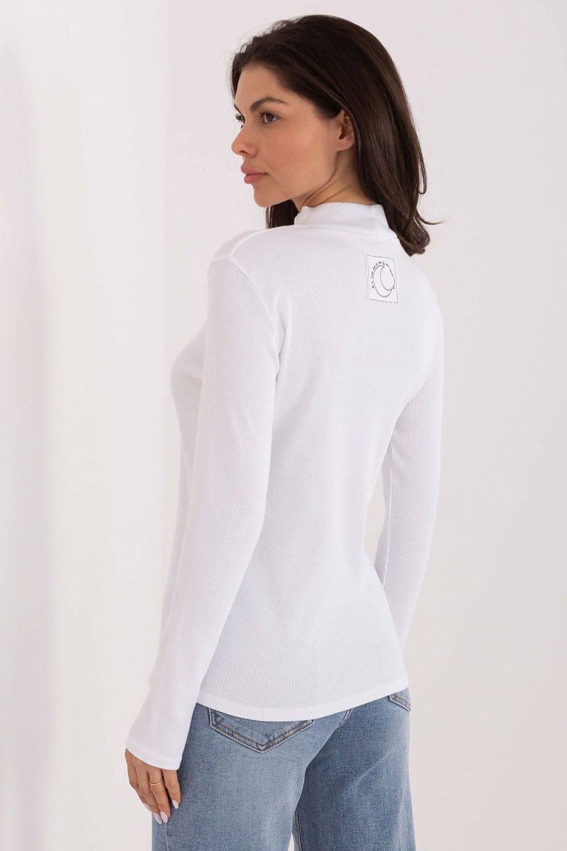 Ribbed Cotton Spandex Turtleneck Blouse - 
