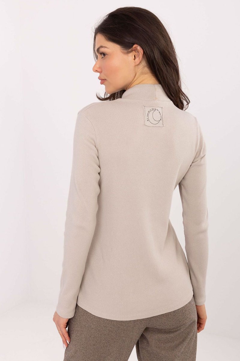 Ribbed Cotton Spandex Turtleneck Blouse - 