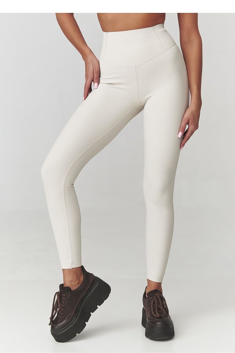 Ribbed High Waist Leggings - 