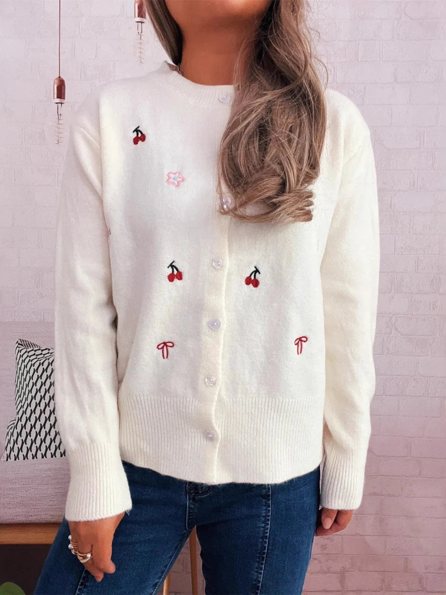 Ribbed Knit Cardigan - Button Front - 