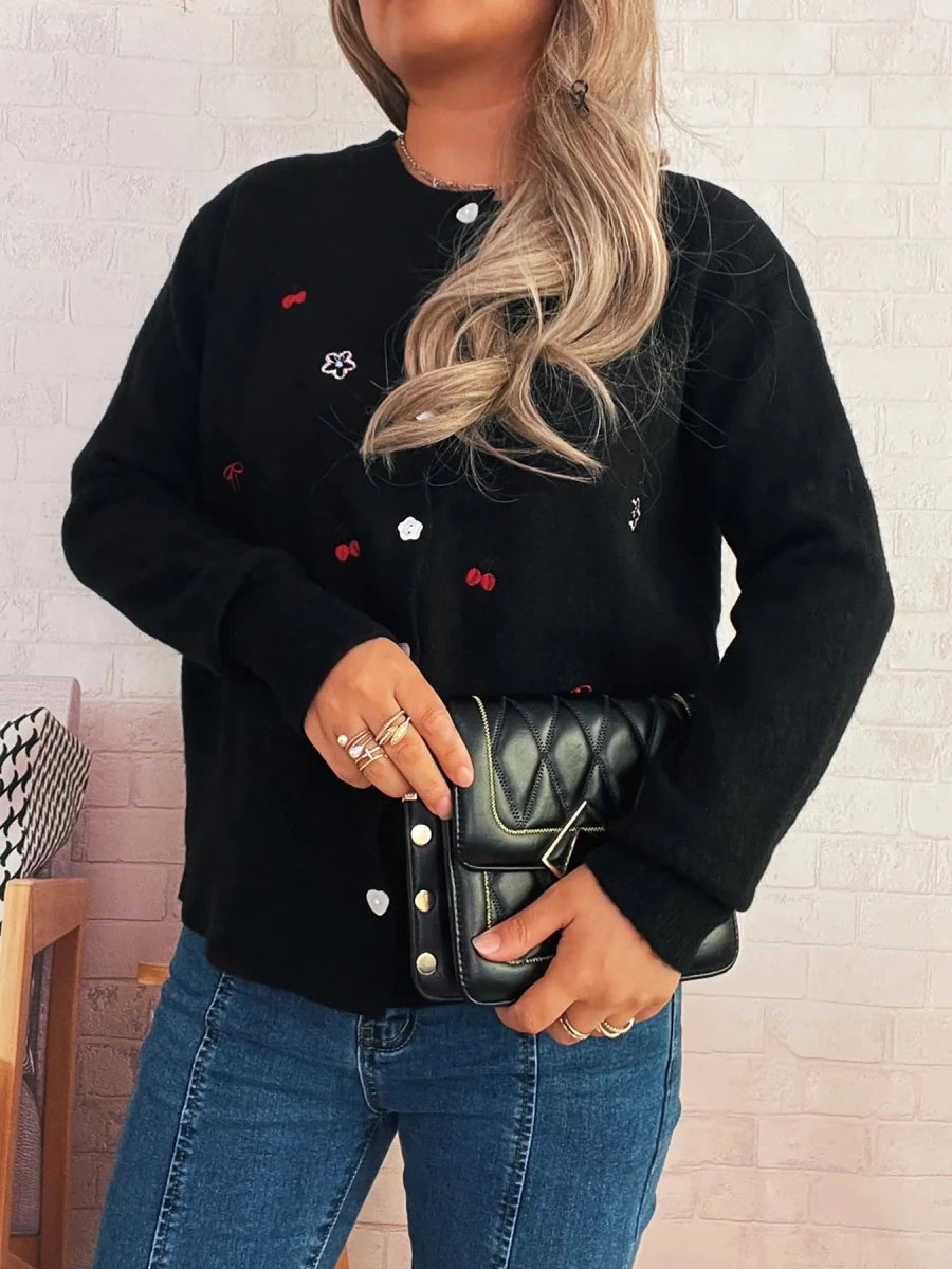 Ribbed Knit Cardigan - Button Front - 